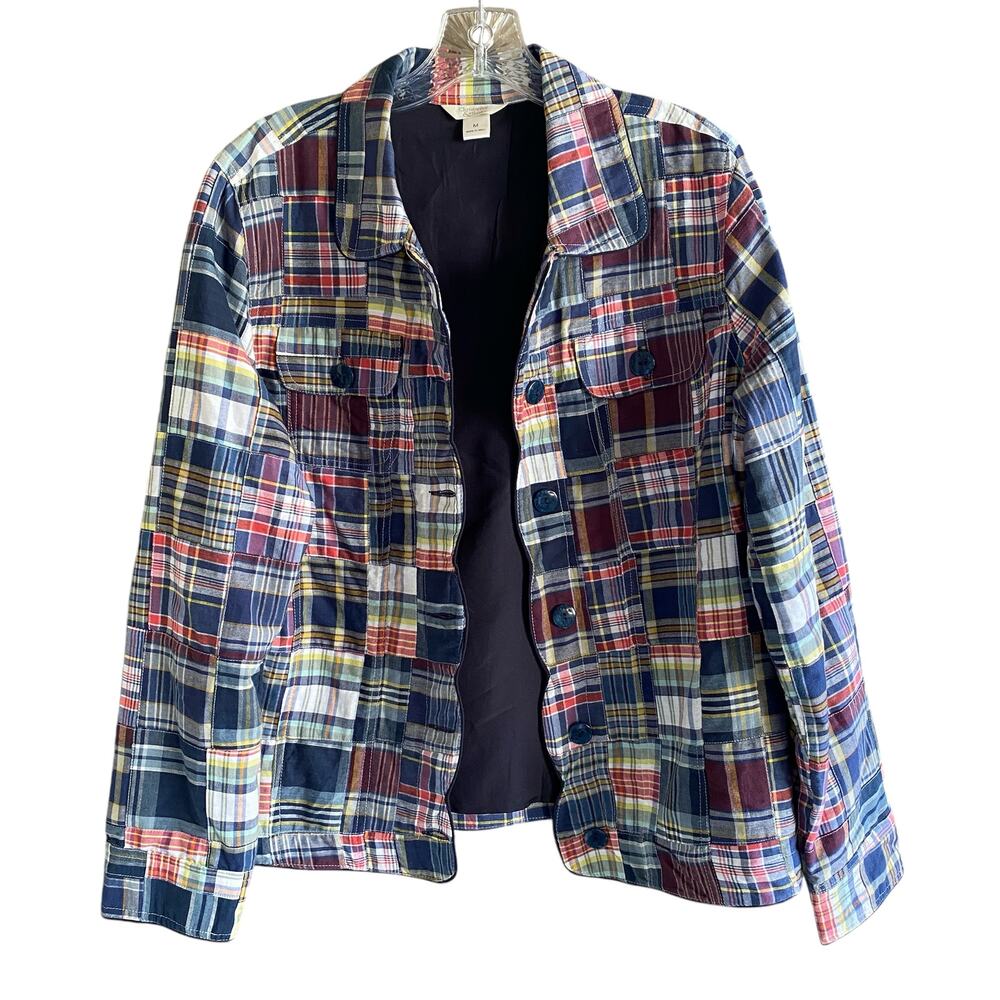 CHRISTOPHER & BANKS Madras Blazer Jacket M Preppy Patchwork Academia Classic